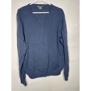 Phenix Cashmere V-Neck Long Sleeve Sweater Size Large‎ Blue Designer